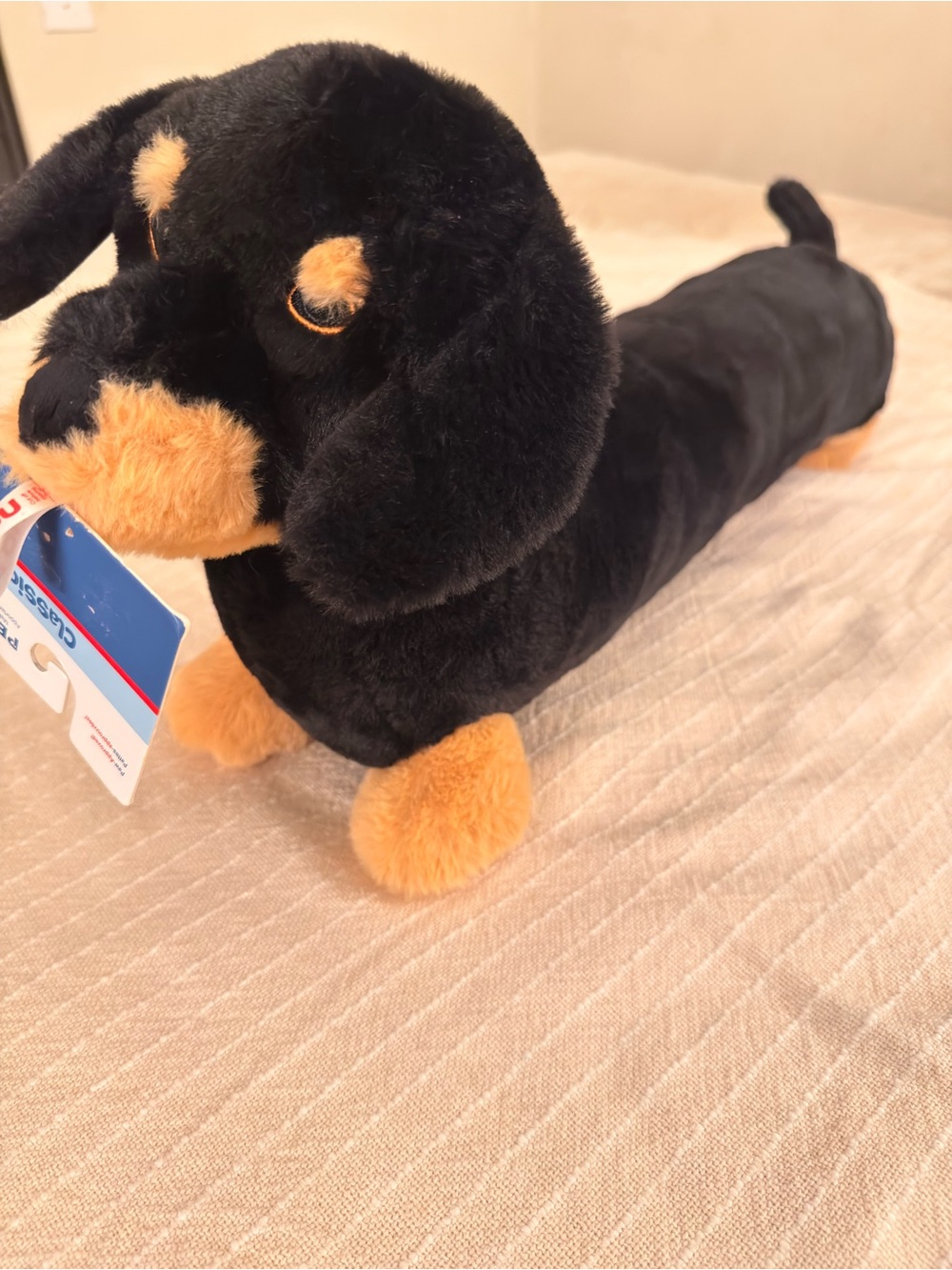Plush Dachshund Dog Toy - Black and Tan - Soft Squeaky Comfort